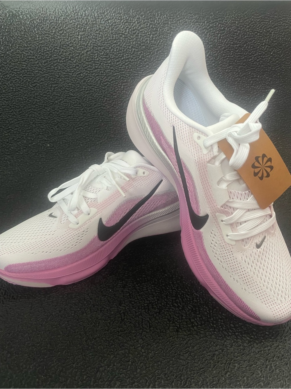 Nike Women's White & Pink Athletic Sneakers with Black Swoosh